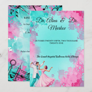 Invitation  Mariage Médical Aquarelle Danses Médicales Endiab