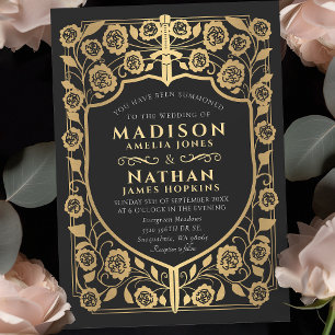 Invitation Mariage médiéval de Black Sword Shield