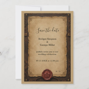 Invitation Mariage Médiéval Rustique en Cire de Cuir