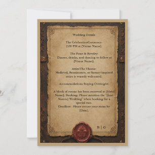 Invitation Mariage Médiéval Rustique en Cire de Cuir