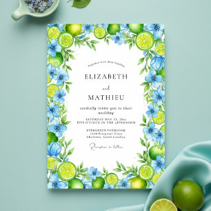 Invitation Mariage Méditerranéen Aquarelle Vert Citron