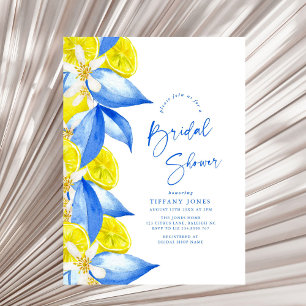 Invitation Mariage Méditerranéen Citron Bleu Jaune