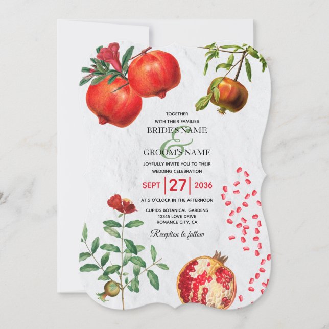 Invitation Mariage méditerranéen de la grenade rouge (Devant)