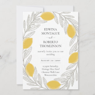 Invitation Mariage Méditerranéen Minimaliste Couronne de Citr