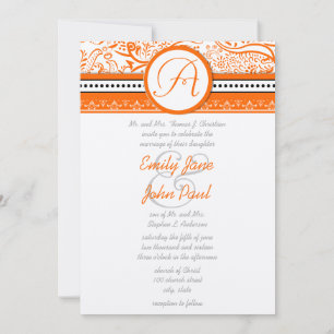 Invitation Mariage Mehndi Indien Corail Orange Oiseaux d'Amou