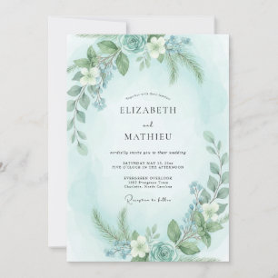 Invitation Mariage Menthe Eucalyptus Aqua