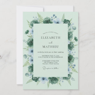 Invitation Mariage Menthe Pervenche Succulente Eucalyptus