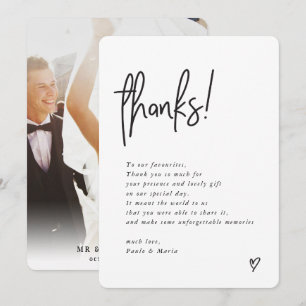 Invitation MARIAGE MERCI photo handletée message moderne