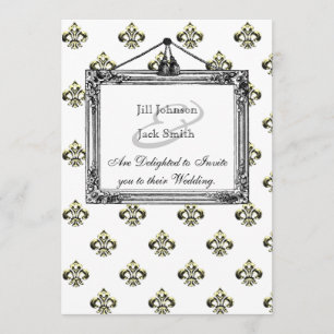 Invitation Mariage métallique Fleur de lis (Or)