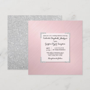 Invitation Mariage métallique Parties scintillant rose élégan