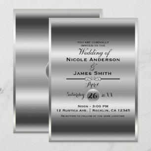Invitation Mariage métallisé élégant classe brillant Silver S