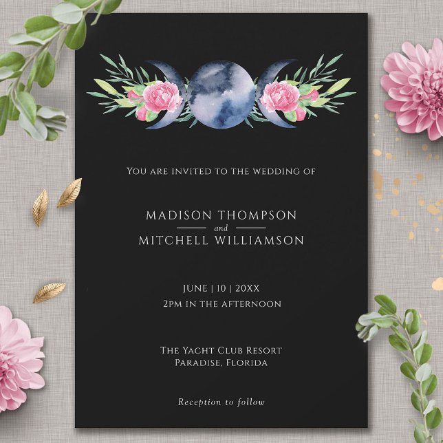 Invitation Mariage métaphysique floral de rose de phase de lu (Créateur téléchargé)