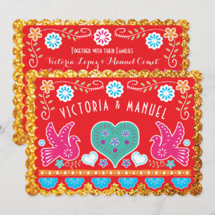 Invitation Mariage mexicain Papel Picado Parties scintillant 