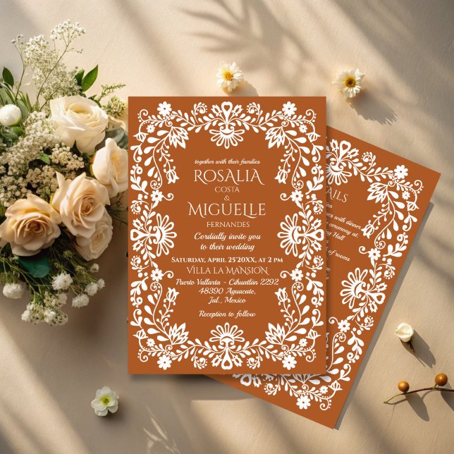 Invitation Mariage mexicain Talavera en terre cuite (Talavera terracotta vintage Mexican wedding Invitation cards with RSVP template instant download)