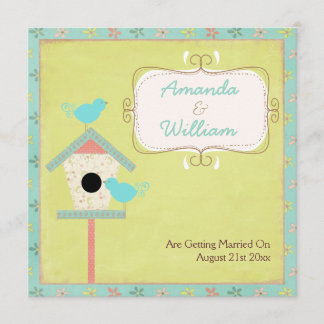 Invitation Mariage mignon et minable d'oiseaux et de volière