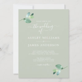 Invitation Mariage minimal de feuillage Eucalyptus à script c