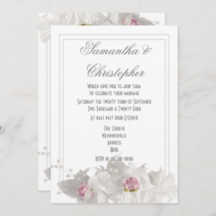 Invitation Mariage minimal de fleurs blanches