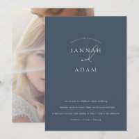Mariage Minimal Élégant Ardoise Bleu Script