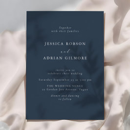 Invitation Mariage minimal moderne bleu marine