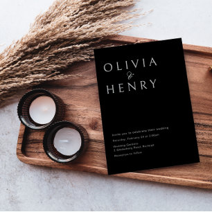 Invitation Mariage minimal noir sophistiqué