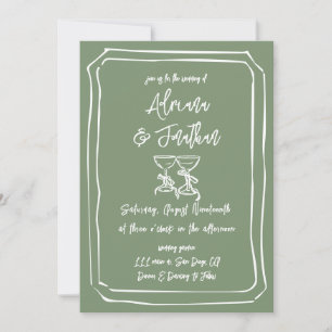 Invitation Mariage Minimal Simple Vert Sauge