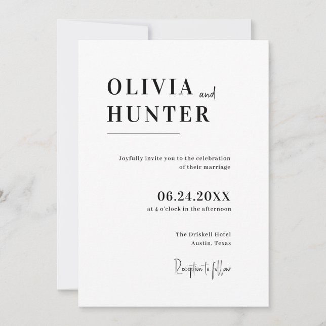 Invitation Mariage minimaliste (Devant)