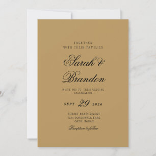 Invitation Mariage Minimaliste à Couleur Unie Chaude et Écrit