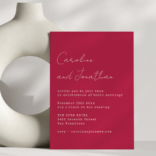 Invitation Mariage Minimaliste à la Machine à Écrire en Rouge