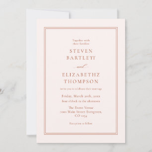 Invitation Mariage Minimaliste Automnal Crème et Terracotta