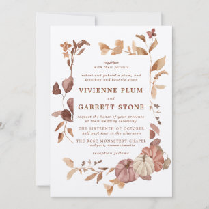 Invitation Mariage Minimaliste aux Feuilles d'Automne Élégant