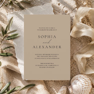 Invitation Mariage minimaliste beige - Élégance moderne