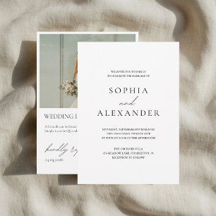 Invitation Mariage minimaliste blanc avec réponse RSVP par QR