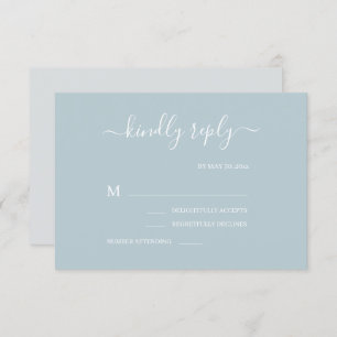 Invitation Mariage minimaliste blanc gris bleu foncé RSVP