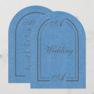 Invitation Mariage Minimaliste Bleu Cobalt et Gris Arche