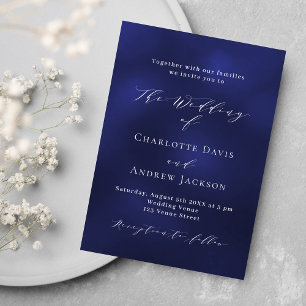 Invitation Mariage minimaliste bleu marine