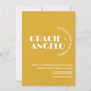 Invitation Mariage minimaliste bleu moutarde bleu muet