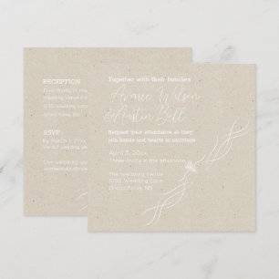 Invitation Mariage minimaliste bronzé et blanc