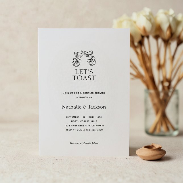 Invitation Mariage minimaliste Champagne Couple Douche (Créateur téléchargé)