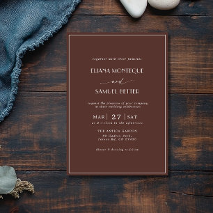 Invitation Mariage Minimaliste Chocolat Ancien Argent