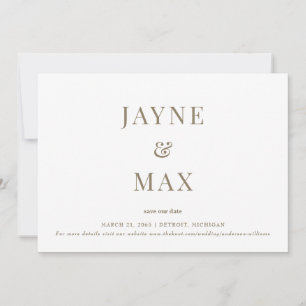 Invitation Mariage minimaliste classique blanc et or Date de 