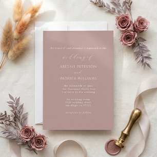 Invitation Mariage Minimaliste Classique Rose Poussiéreux