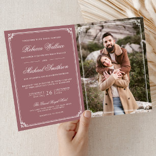 Invitation Mariage minimaliste code QR blanc rose poudré phot