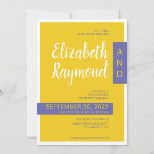 Invitation Mariage minimaliste contemporain jaune violet mode