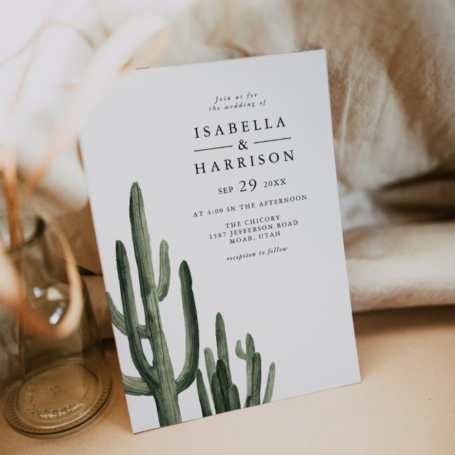 Invitation Mariage minimaliste dans le désert de cactus Sagua (Créateur téléchargé)