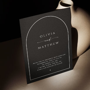 Invitation Mariage minimaliste d'arche noire   Code photo et 