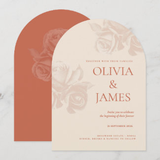 Invitation Mariage minimaliste d'automne avec arche de roses