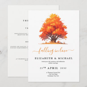 Invitation Mariage Minimaliste d'Automne Tomber en Amour