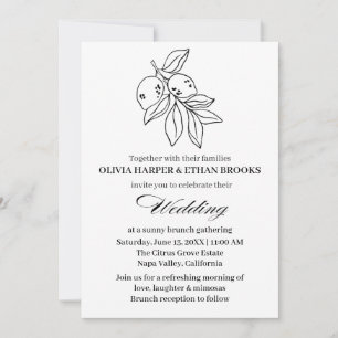Invitation Mariage minimaliste de brunch d'été au citron citr