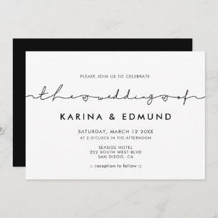 Invitation Mariage minimaliste de calligraphie manuscrite mod