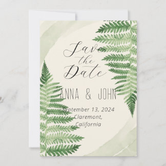 Invitation Mariage minimaliste de foune verte